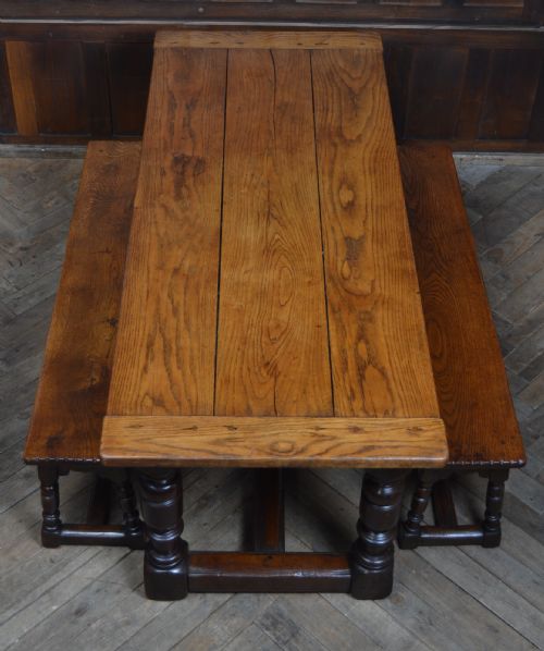19TH CENTURY OAK BENCH SET - ADDITIONAL PHOTO 3