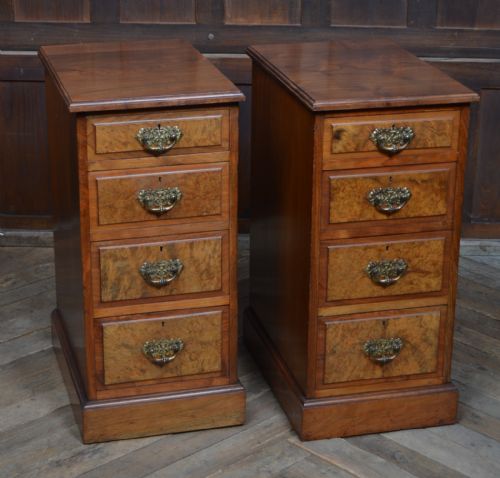 PAIR OF VICTORIAN WALNUT BEDSIDE DRAWERS - ADDITIONAL PHOTO 1