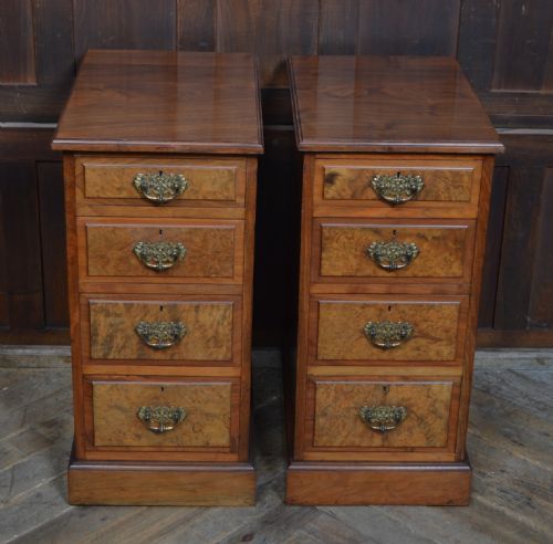 PAIR OF VICTORIAN WALNUT BEDSIDE DRAWERS - ADDITIONAL PHOTO 4