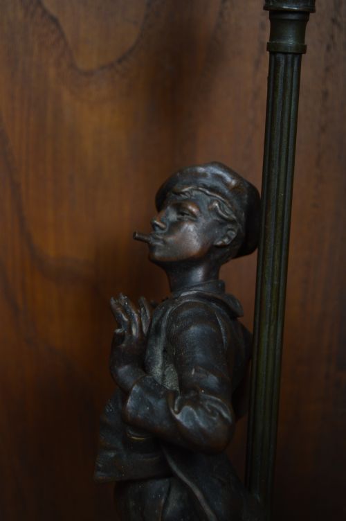 PAIR OF FRENCH EUTROPE BOURET SPELTER LAMPS - ADDITIONAL PHOTO 9