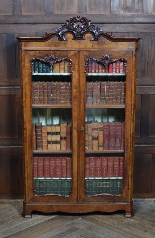 FRENCH WALNUT BOOKCASE DISPLAY CABINET - ADDITIONAL PHOTO 12