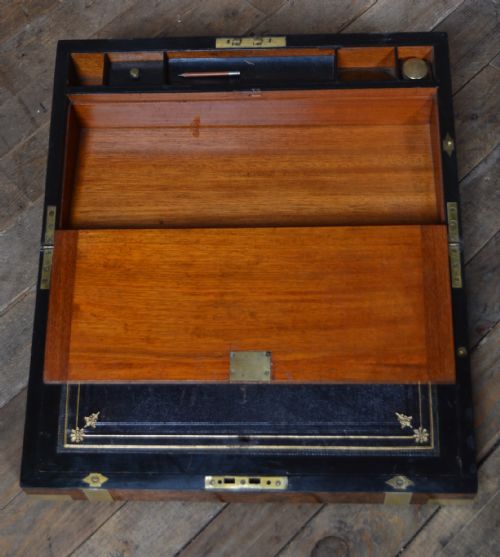 EDWARDIAN WALNUT WRITING SLOPE - ADDITIONAL PHOTO 15