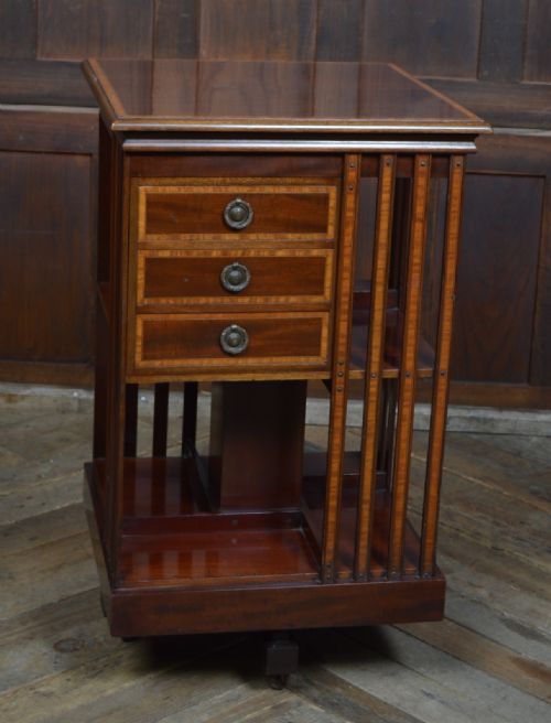 mahogany revolving bookcase by john taylor of edinburgh - CATEGORY: ANTIQUE BOOKCASES - DATED VICTORIAN