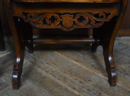 PAIR OF VICTORIAN OAK HALL CHAIRS - ADDITIONAL PHOTO 5