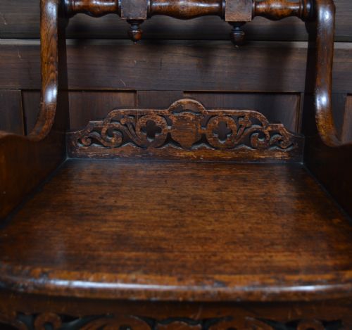 PAIR OF VICTORIAN OAK HALL CHAIRS - ADDITIONAL PHOTO 8