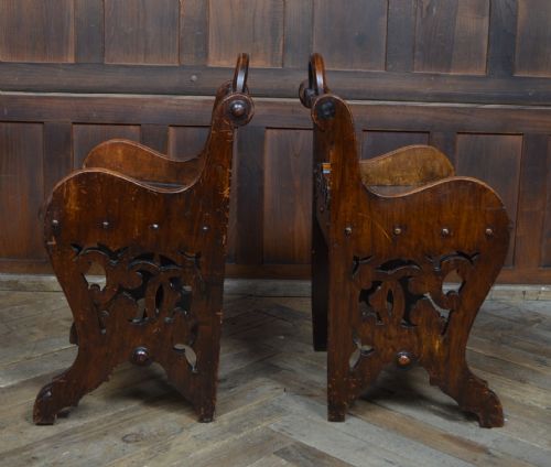 PAIR OF VICTORIAN OAK HALL CHAIRS - ADDITIONAL PHOTO 10