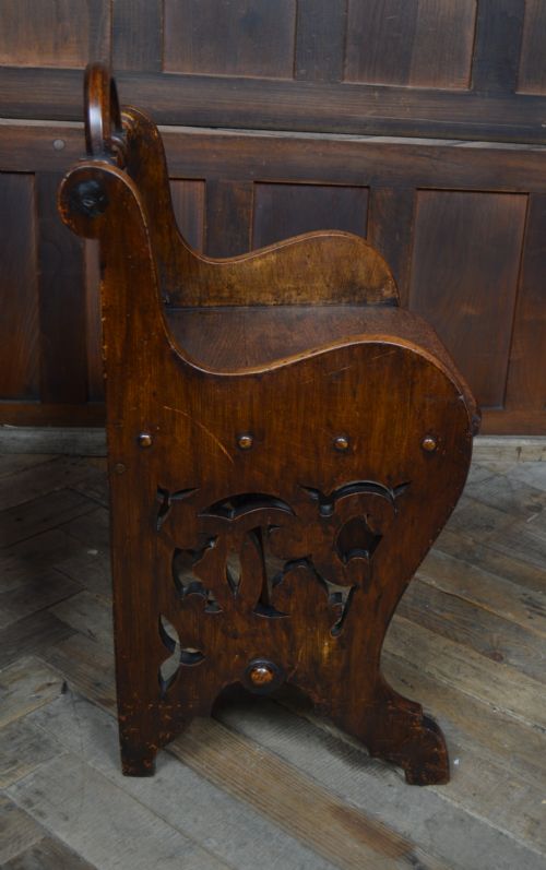 PAIR OF VICTORIAN OAK HALL CHAIRS - ADDITIONAL PHOTO 11