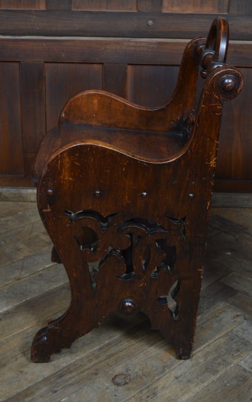 PAIR OF VICTORIAN OAK HALL CHAIRS - ADDITIONAL PHOTO 12