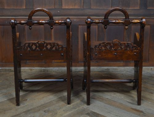 PAIR OF VICTORIAN OAK HALL CHAIRS - ADDITIONAL PHOTO 13