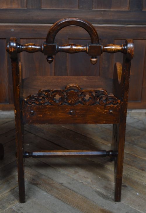 PAIR OF VICTORIAN OAK HALL CHAIRS - ADDITIONAL PHOTO 14