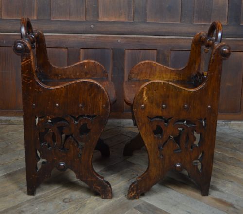 PAIR OF VICTORIAN OAK HALL CHAIRS - ADDITIONAL PHOTO 16