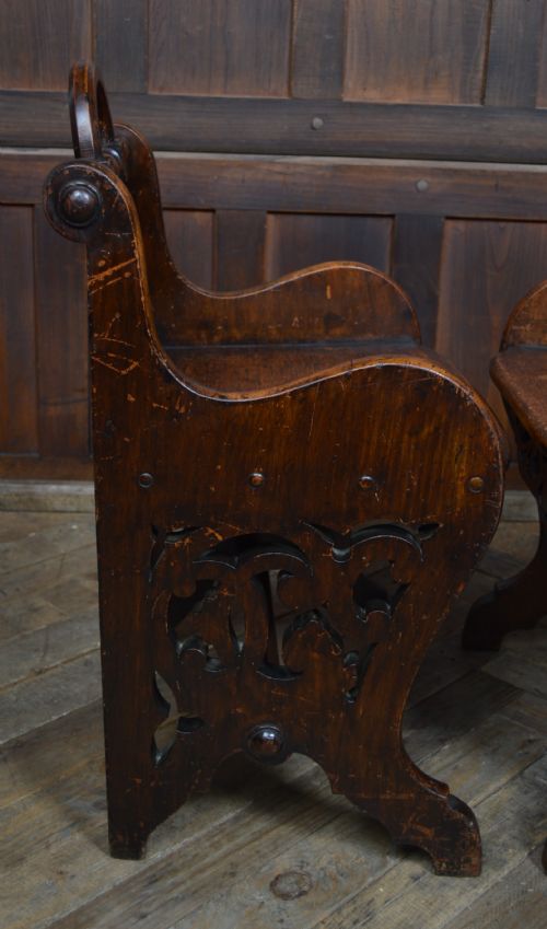 PAIR OF VICTORIAN OAK HALL CHAIRS - ADDITIONAL PHOTO 18