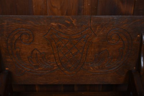 EDWARDIAN MONK'S BENCH HALL SEAT SETTLE - ADDITIONAL PHOTO 3