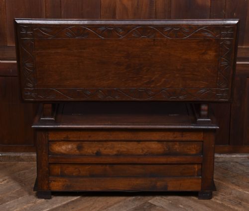 EDWARDIAN MONK'S BENCH HALL SEAT SETTLE - ADDITIONAL PHOTO 13