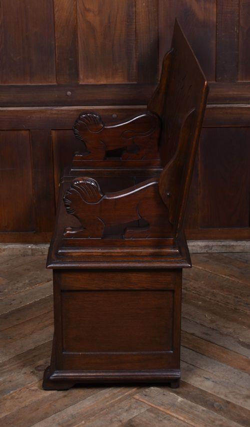 EDWARDIAN MONK'S BENCH HALL SEAT SETTLE - ADDITIONAL PHOTO 14