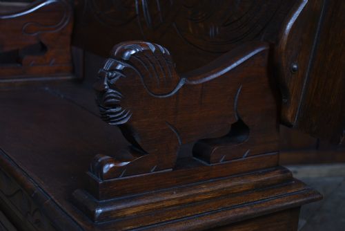 EDWARDIAN MONK'S BENCH HALL SEAT SETTLE - ADDITIONAL PHOTO 15