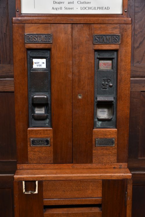 VINTAGE MAHOGANY POST BOX AND STAMP VENDING MACHINE - ADDITIONAL PHOTO 4