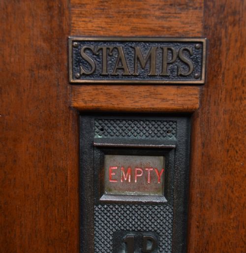 VINTAGE MAHOGANY POST BOX AND STAMP VENDING MACHINE - ADDITIONAL PHOTO 7