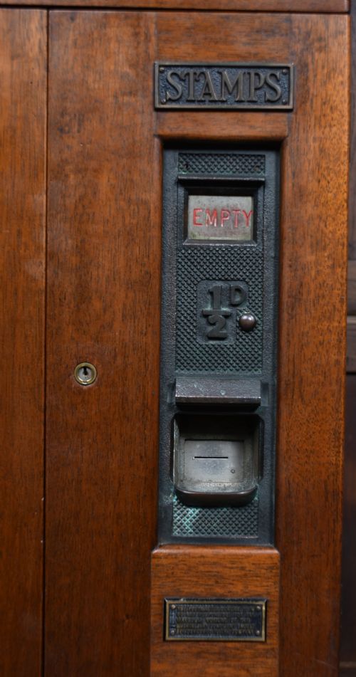 VINTAGE MAHOGANY POST BOX AND STAMP VENDING MACHINE - ADDITIONAL PHOTO 11