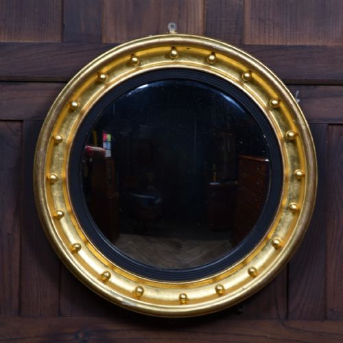 19TH CENTURY ROUND GILT CONVEX MIRROR - ADDITIONAL PHOTO 1