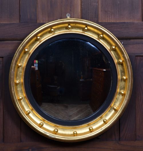 19TH CENTURY ROUND GILT CONVEX MIRROR - ADDITIONAL PHOTO 2