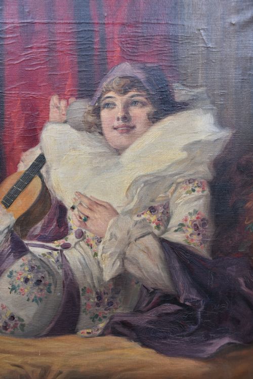 OIL ON CANVAS BY RICHARD GEIGER COMMEDIA DELL'ARTE - ADDITIONAL PHOTO 1
