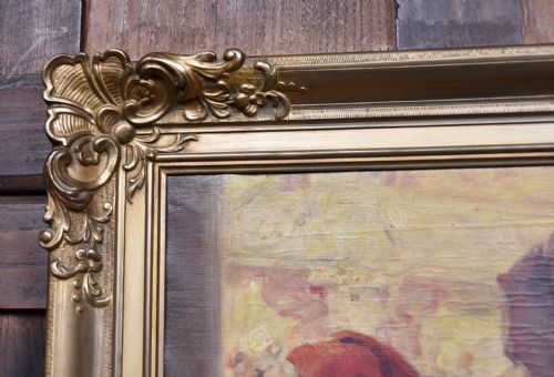 OIL ON CANVAS BY RICHARD GEIGER COMMEDIA DELL'ARTE - ADDITIONAL PHOTO 3