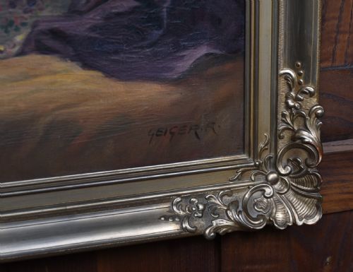 OIL ON CANVAS BY RICHARD GEIGER COMMEDIA DELL'ARTE - ADDITIONAL PHOTO 6