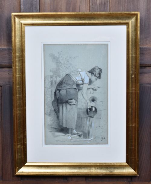 19TH CENTURY SCHOOL CHARCOAL PORTRAIT - ADDITIONAL PHOTO 1