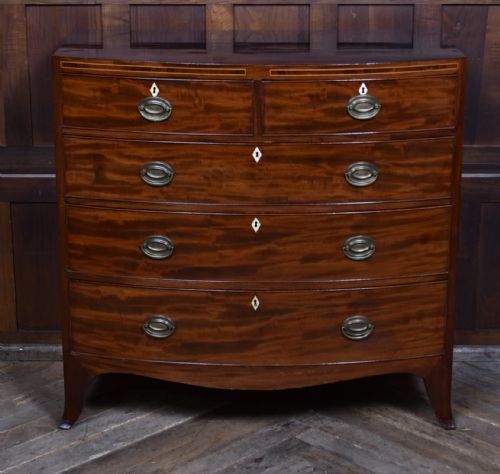 mahogany bowfront chest of drawers - CATEGORY: ANTIQUE CHEST OF DRAWERS - DATED 19TH CENTURY