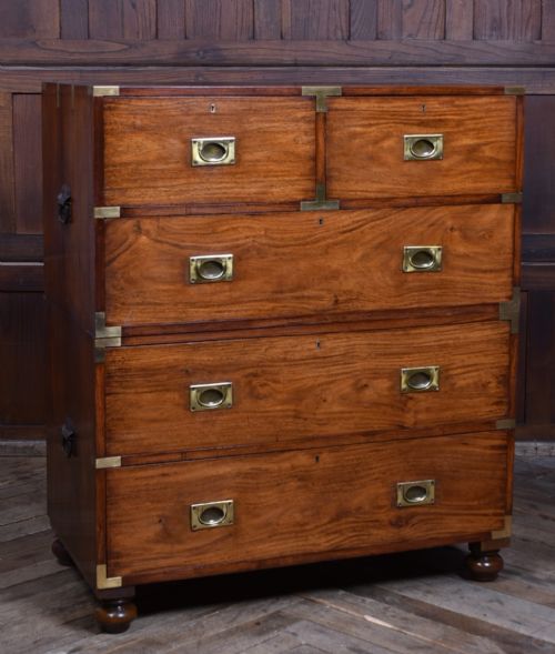 19th century padauk campaign chest - CATEGORY: ANTIQUE CHEST OF DRAWERS - DATED 19TH CENTURY