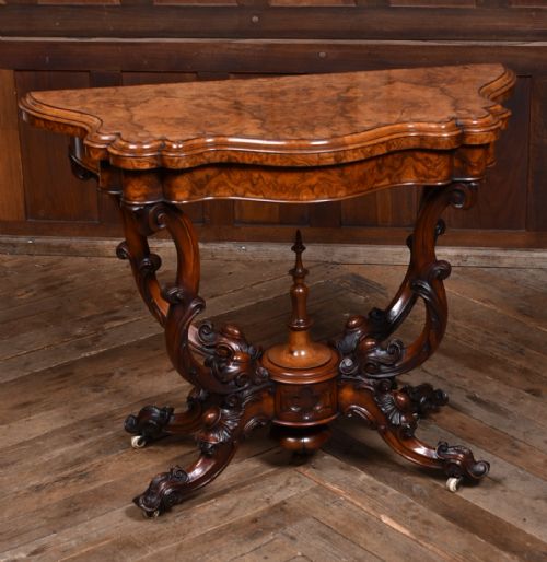 VICTORIAN BURR WALNUT FOLDOVER GAMES TABLE - ADDITIONAL PHOTO 1