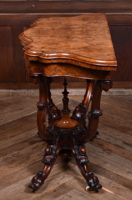 VICTORIAN BURR WALNUT FOLDOVER GAMES TABLE - ADDITIONAL PHOTO 11