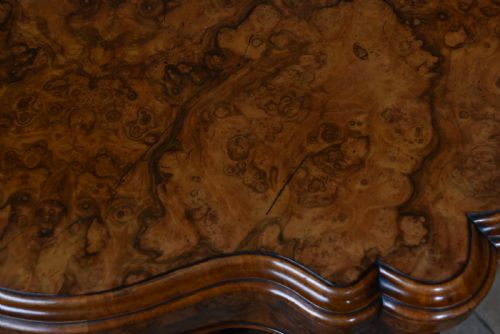 VICTORIAN BURR WALNUT FOLDOVER GAMES TABLE - ADDITIONAL PHOTO 16