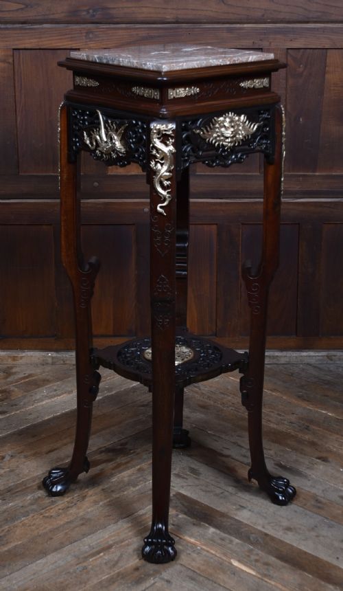 chinese marble top plant stand - CATEGORY: ANTIQUE FURNITURE - DATED 19TH CENTURY