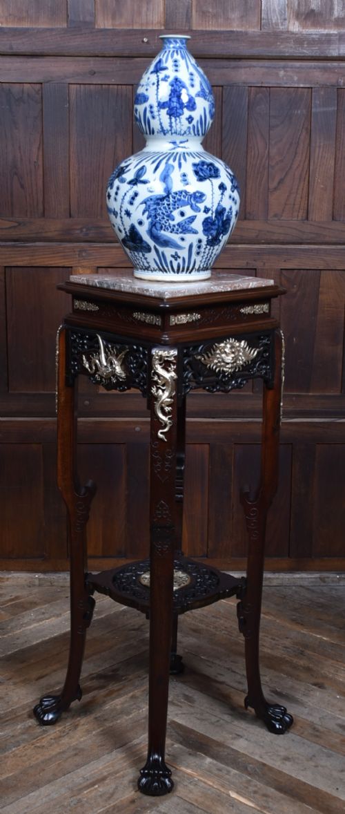 CHINESE MARBLE TOP PLANT STAND - ADDITIONAL PHOTO 1