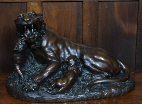A VANNETTI BRONZE TIGER AND CUBS - ADDITIONAL PHOTO 1
