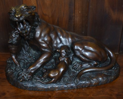 A VANNETTI BRONZE TIGER AND CUBS - ADDITIONAL PHOTO 2
