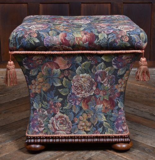 victorian floral ottoman stool - CATEGORY: ANTIQUE STOOLS - DATED VICTORIAN