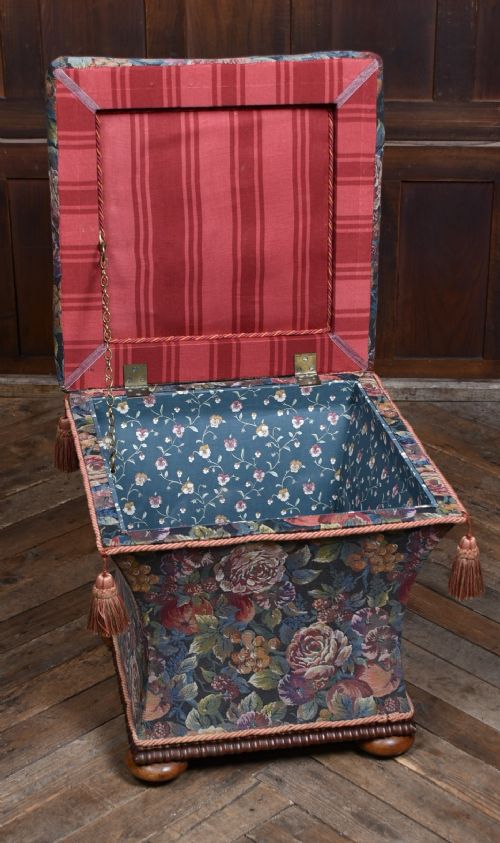 VICTORIAN FLORAL OTTOMAN STOOL - ADDITIONAL PHOTO 1