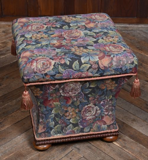 VICTORIAN FLORAL OTTOMAN STOOL - ADDITIONAL PHOTO 4