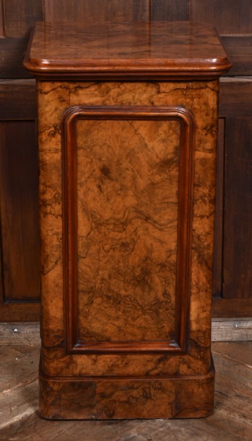 VICTORIAN BURR WALNUT POT CUPBOARD BEDSIDE CABINET - ADDITIONAL PHOTO 1