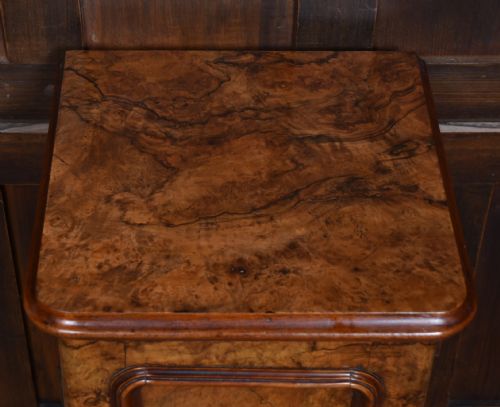 VICTORIAN BURR WALNUT POT CUPBOARD BEDSIDE CABINET - ADDITIONAL PHOTO 2