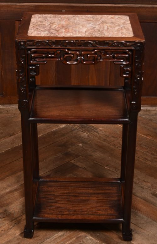 CHINESE PLANT VASE MARBLE TOP STAND - ADDITIONAL PHOTO 2