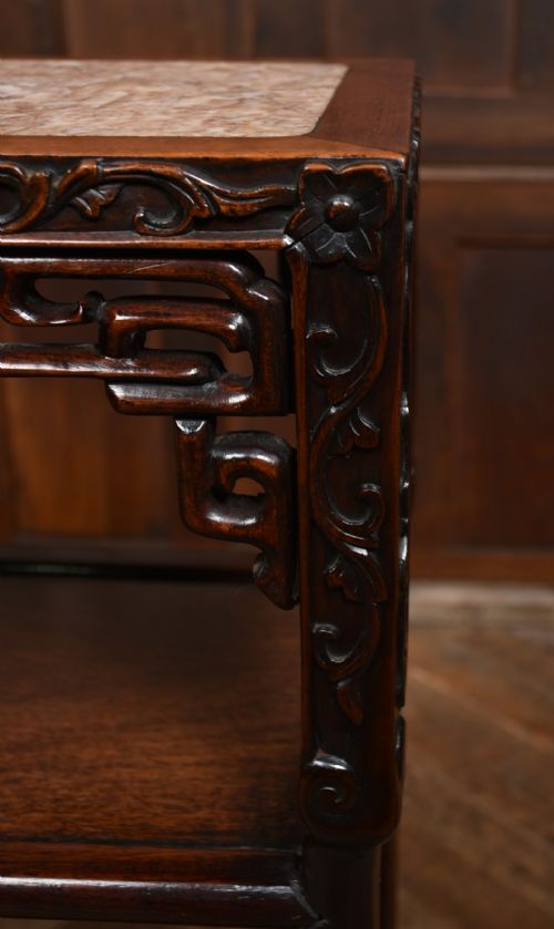 CHINESE PLANT VASE MARBLE TOP STAND - ADDITIONAL PHOTO 6