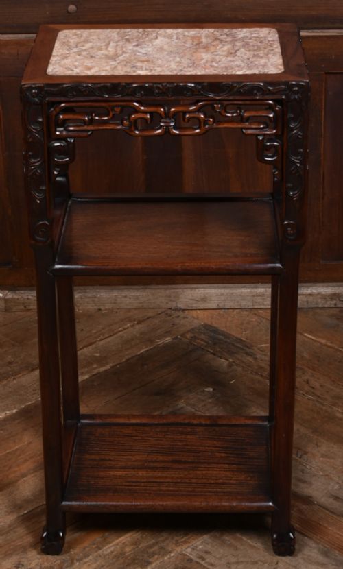 CHINESE PLANT VASE MARBLE TOP STAND - ADDITIONAL PHOTO 8