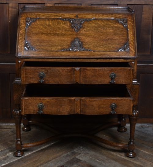EDWARDIAN OAK BUREAU - ADDITIONAL PHOTO 6