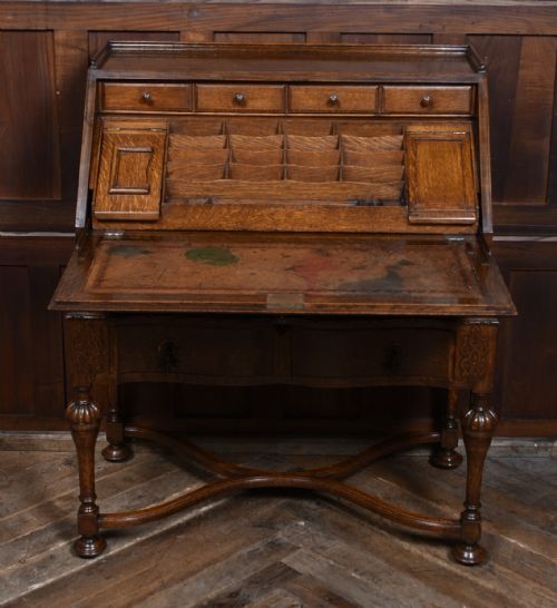 EDWARDIAN OAK BUREAU - ADDITIONAL PHOTO 7