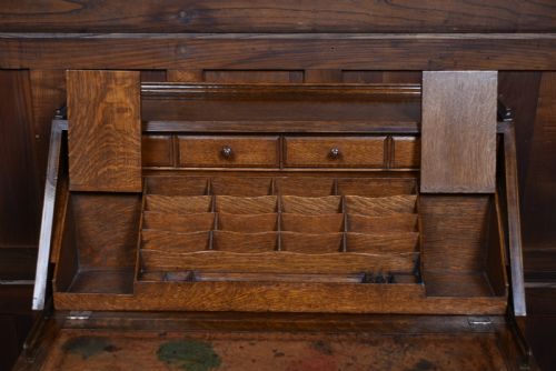 EDWARDIAN OAK BUREAU - ADDITIONAL PHOTO 8