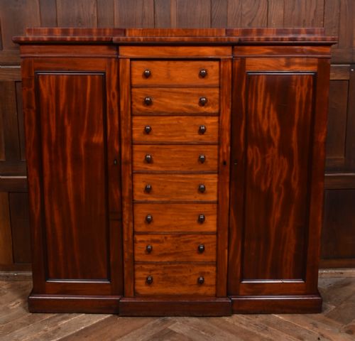 VICTORIAN MAHOGANY WELLINGTON CHEST WITH SIDE CUPBOARDS - ADDITIONAL PHOTO 1